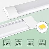 muzha 4 Pack LED Batten Lights 4FT 36W 4000K 3600lm PC Body Low Profile view 3
