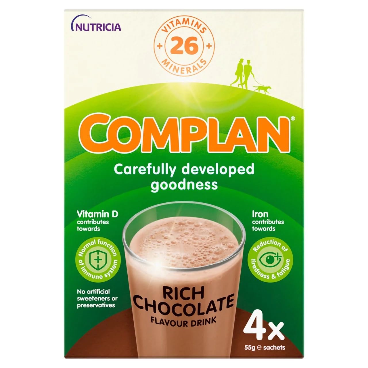 Complan Rich Chocolate Flavour Drink, 4 x 55g Sachets