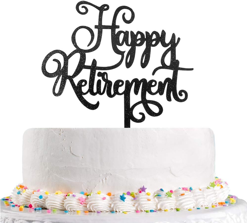 Amazon Com Happy Retirement Cake Topper Black Glitter The
