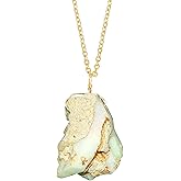 NJCRAFT Raw Gemstone Pendant Necklace for Women |Natural Healing Crystal Rough Pendant 15–25 Carat | 8–14 mm Stone |Gold Plated Chain 16+2 Inch Adjustable | Gift Jewelry