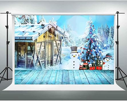 Amazon Com Gesen Christmas Background 10x7ft Winter Forest Cabin
