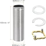 sourcing map Faucet Extension Shank 4" Stainless Steel Pipe Faucet Nipple view 2
