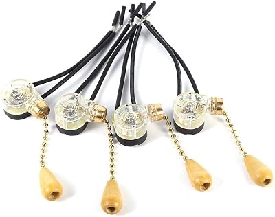 Zerodis 4pcs Vintage Pull Switch with Chain for Lamps Fans Home Decor Retro