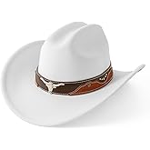 Lanzom Cowboy Hat for Women with Wide Brim Felt Western Cowgirl Hats for Cowboys and Cowgirls