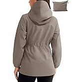 TBMPOY Women's Lightweight Rain Long Jackets Packable with Hooded Outdoor Hiking Waterproof Windbreaker Raincoats Travel
