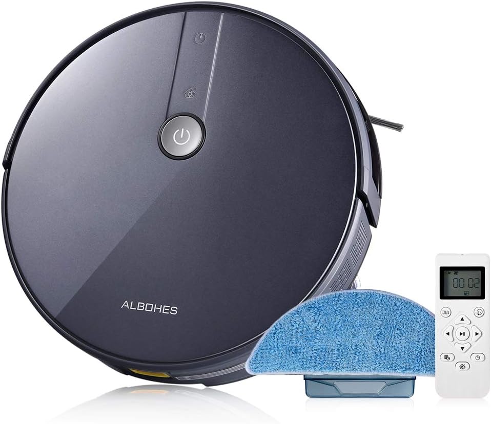 albohes Saugroboter mit Wischfunktion, Roboterstaubsauger 1800Pa