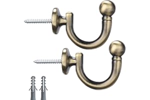 FDY Curtain Tiebacks Hooks,Wall Mounted Tieback Tassel Holder,Curtain Holdback Window Drapery Tiebacks Clothes Coat Hat Towel Hanger Holder,Set of 2,Bronze