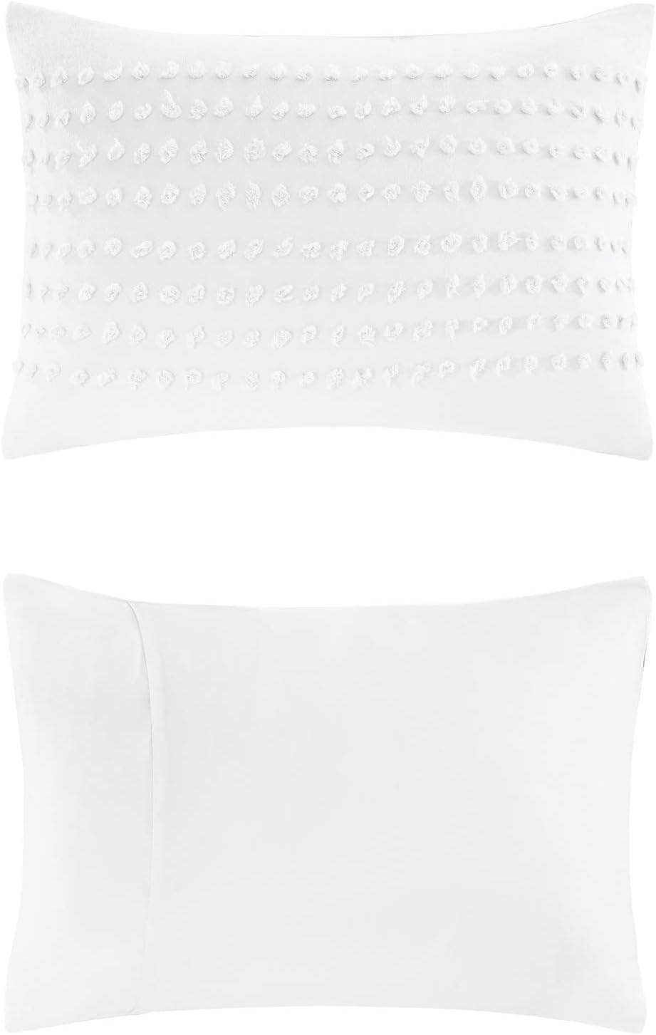 Comfort Spaces Phillips Comforter Reversible 100% Cotton Face Jacquard Tufted Chenille Dots Ultra-Soft Overfilled Down Alternative Hypoallergenic All Season Bedding-Set, Full/Queen, Ivory: Home & Kitchen