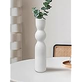 White Tall Vase, 15 Inch Skinny Ceramic Flowers Vases, Minimalist Style Slender Vase for Living Room, Home, Office, Centerpiece, Table and Wedding Party
