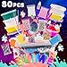 Slime Kit for Girls and Boys - 80 pcs Large DIY Set - Slime Making Kit Supplies - All in One Box with Unicorn Toys, Glitter, Slime Foam Beads - Perfect Birthday Toys Gift for 3-12 Year Age Old