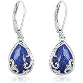 Dangle Earrings Sterling Silver Moonstone/Turquoise/CZ/Crystal Earrings for Women Tree of Life Animal Filigree Leverback Earrings Jewelry Gifts