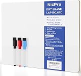 Nicpro Dry Erase Mini Whiteboard A3 30x42 cm Double Sided with 3 Pens