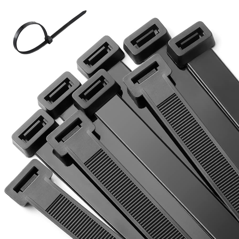100 Pack of Black Cable Ties,300mm x7.6mm,HIDOU 12" Premium Nylon Zip Ties,Thicker and Wider Plastic Tie Wraps for DIY Outdoor Office Home Garden