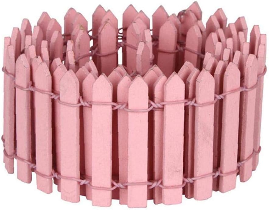 Mini Wood Fence Palisade Miniature Fairy Garden Home Houses Decoration Mini Craft Micro Landscaping Decor Pots Bonsai DIY Accessories(Pink)