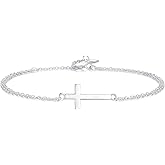 GAVU Double Chains 925 Sterling Silver Cross Bracelet for Women, Dainty Cross Charm Confirmation Bracelet