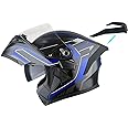 1Storm Motorcycle Modular Full Face Helmet Flip up Dual Visor Sun Shield: HB89 Arrow Blue