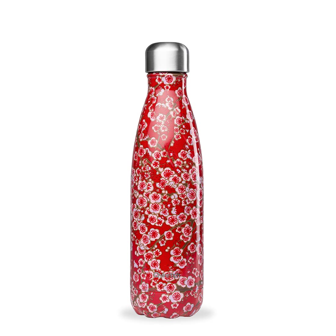 Qwetch - Insulated Originals Bottle - Red Flowers 500 ml - Stainless Steel Water Bottle - 24h Cold and 12h Hot - Leakproof, BPA Free & Reusable for Sports & Travel