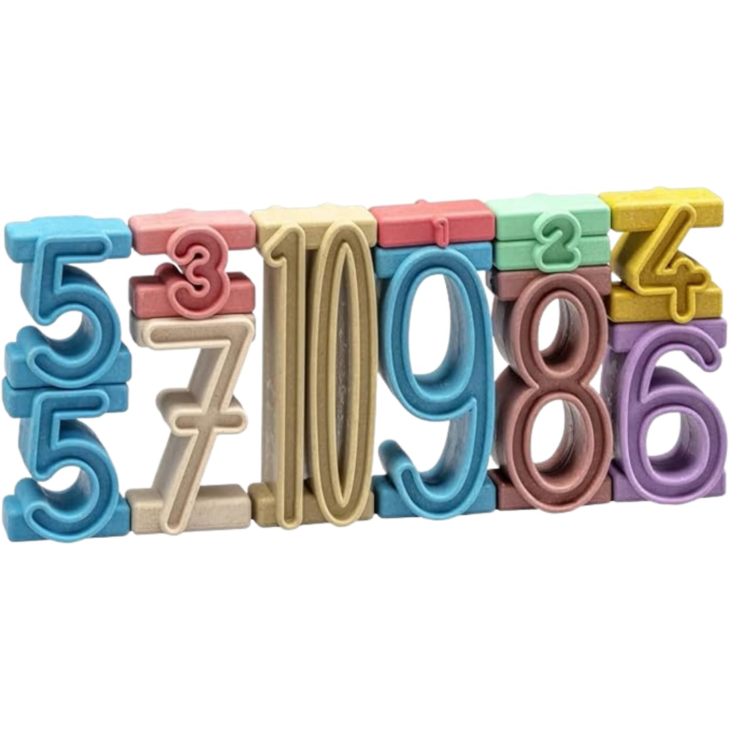 WISSNER aktiv lernen - Set of 34 tower numbers in Montessori colors made of RE-Wood®, in a box