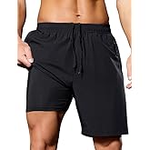 SILKWORLD Quick Dry Men's 2 in 1 Running Shorts with Zip Pocket 7" Workout Gym Athletic Shorts Lightweight Training Shorts