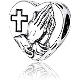 Praying Hands Charms with Cross God Possible,fit Pandora Faith Bracelet, 925 Sterling Silver Cross Bead for Women's Thanksgiving Prayer Gift