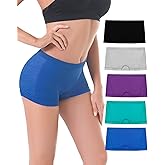 R RUXIA Women's Boyshort Panties Seamless Nylon Underwear Stretch Boxer Briefs 5 Pack