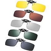 Frienda 5 Pairs Polarized Clip On Sunglasses Rimless Flip Up Anti Glare Driving Glasses