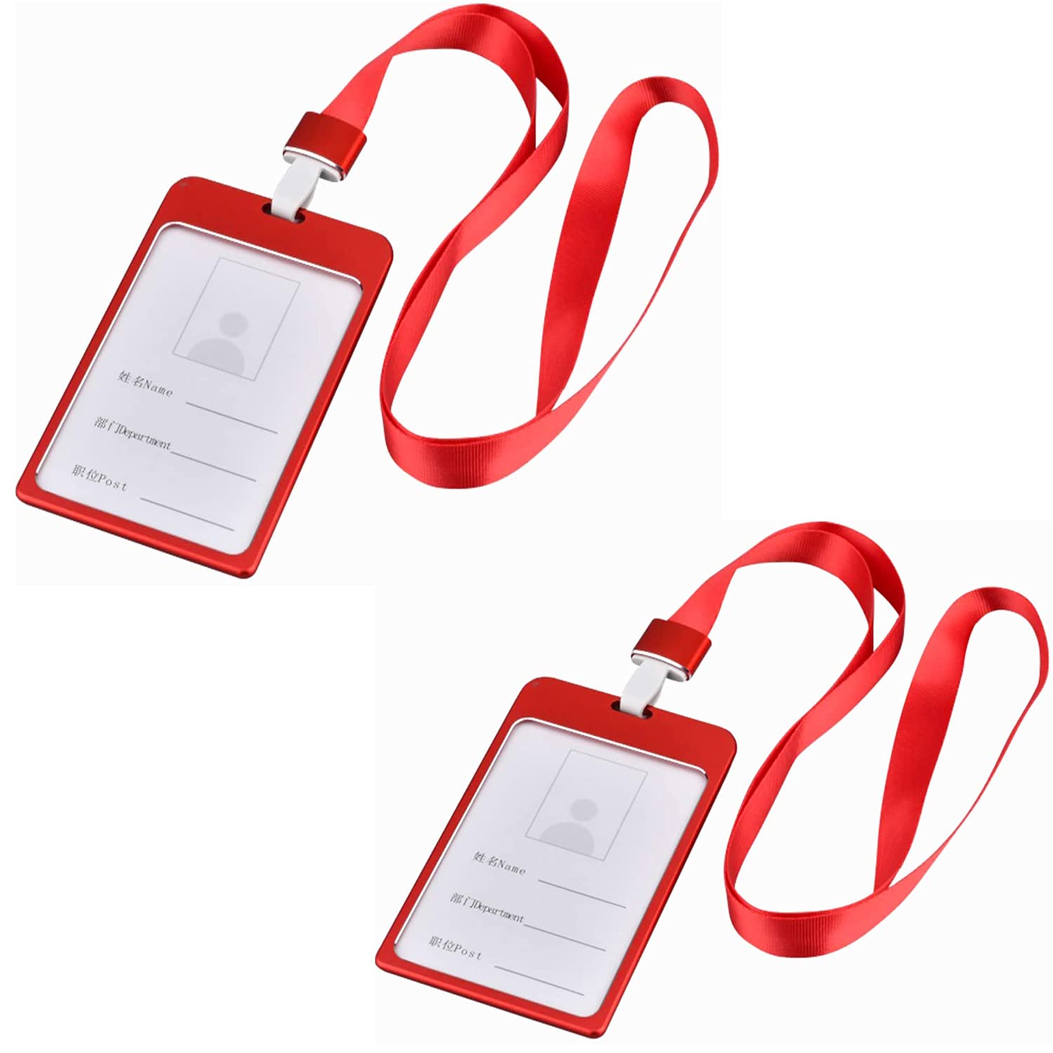 Lanyard with Card Holder，DINGFENG 2 pcs Lanyards for Neck, Lanyard Card Holder, Sturdy Aluminum Id Card Holders Suitable for Office, School, Business Travel ID Card Pass Male and Female Students