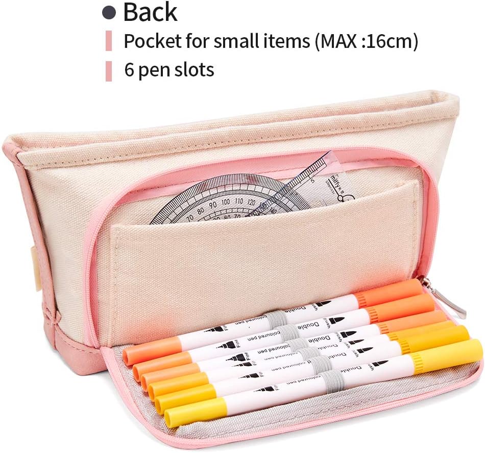KALIDI Corduroy Pencil Case Large Pen Bag Stationery Storage School Office Organizer with Hand Strap and 2 Compartment - Image 5