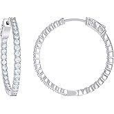 Sterling Silver Womens Cubic Zirconia 2mm Hoop Earrings