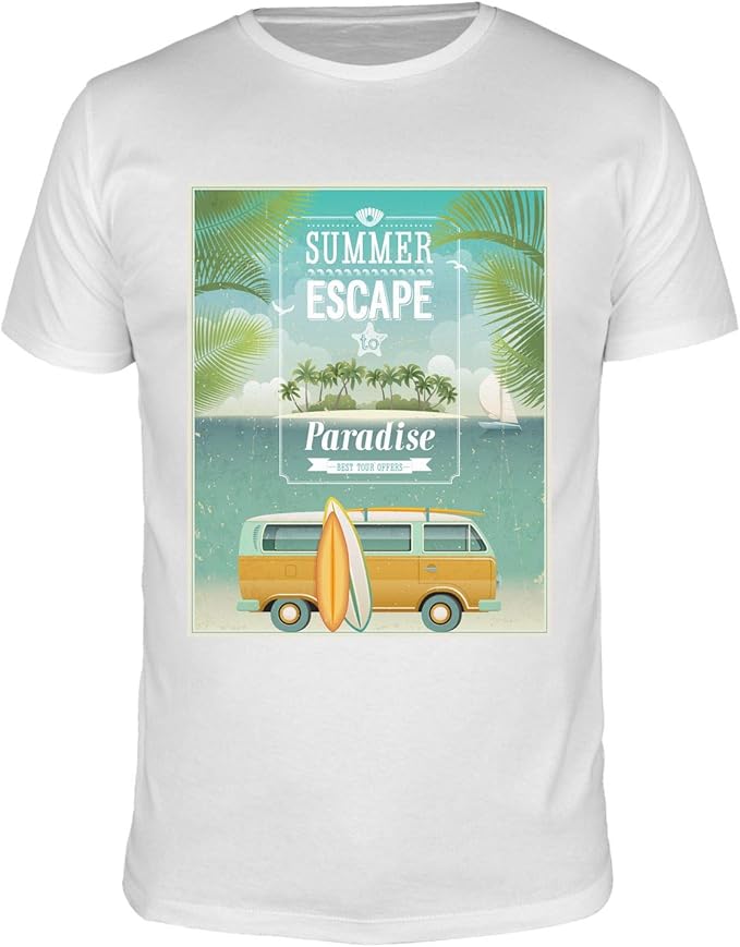 Fabtee Summer Escape Paradise Herren Organic T Shirt Grossen S 3xl Grosse S Farbe Weiss Amazon De Bekleidung