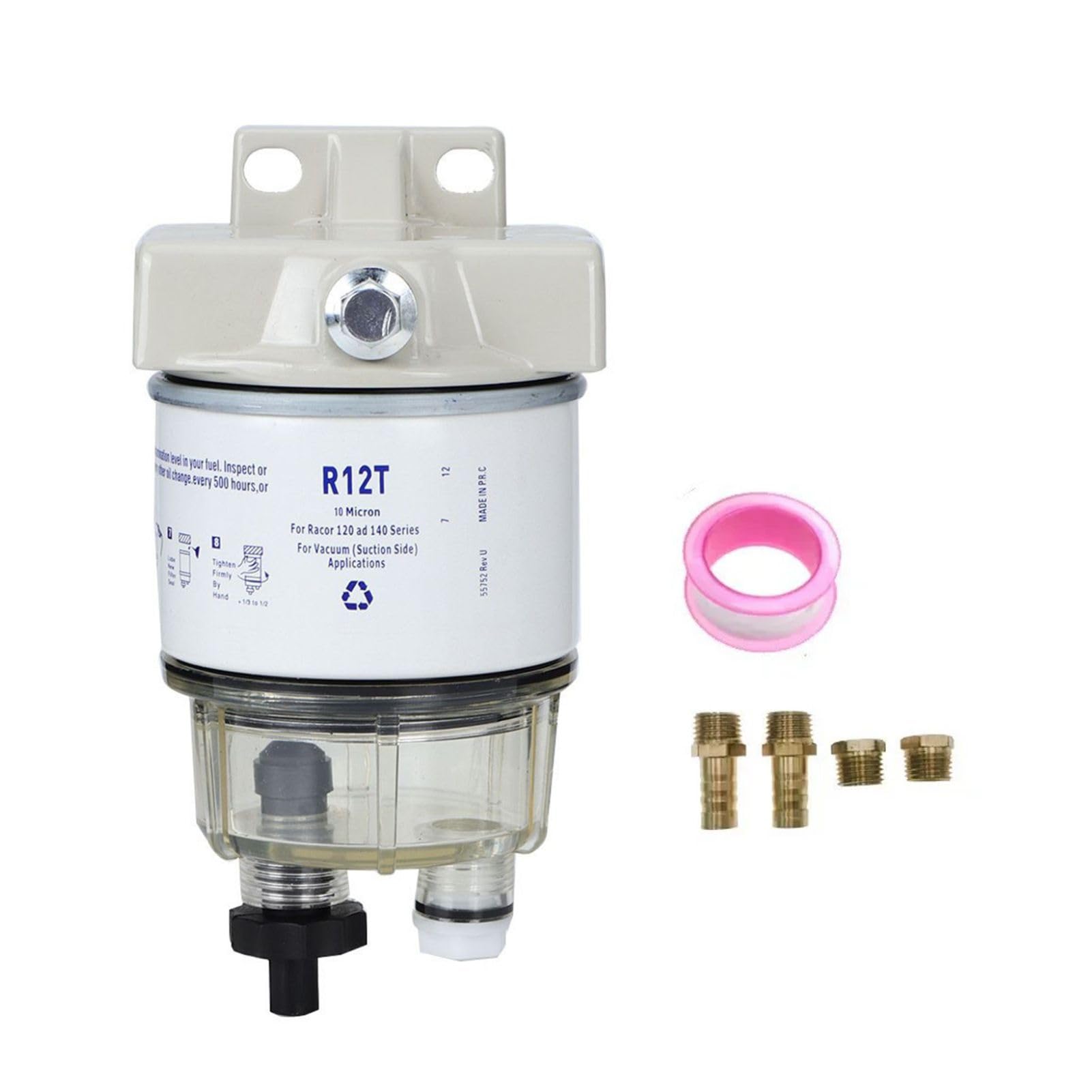 Dingln R12T Fuel Water Separator, Boat Marine Rotation Fuel Filter Water Separator, Separator Marine Fuel Filter Fits for Speedboat