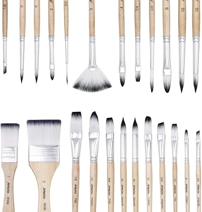 Artecho 24-Piece Artist Brush Set with Case for Watercolor Acrylic Oil