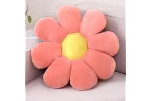 RuzRhyth Pink Flower Pillow, Flower Shaped Throw Pillow Cute Chair Seat Cushion for Bedroom and Living Room Décor (15.75", Pink)