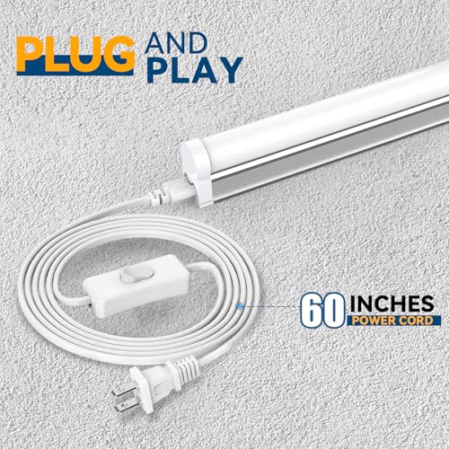 JESLED 10 Pack LED Shop Light 4FT, 20W, 2200LM, 6500K Super Bright White, T5 LED Tube for Garage, Workshop, Warehouse, 4 Foot Linkable Ceiling Lights, Plug and Play, ETL Listed