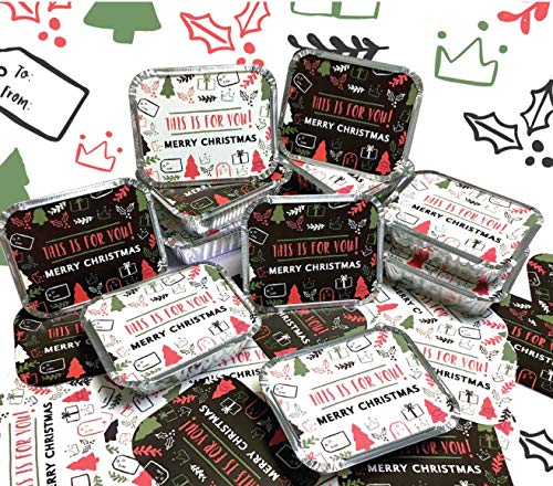45 Pack - Small 1LB - Christmas Cookies Containers - Christmas Treat Foil Containers - Cookie Gift Boxes/For Gift Giving - Holiday Treat Boxes - Aluminum Pans with Lids -5.9''x4.7''x1.9'' SMALL SIZE - Thumbnail 3
