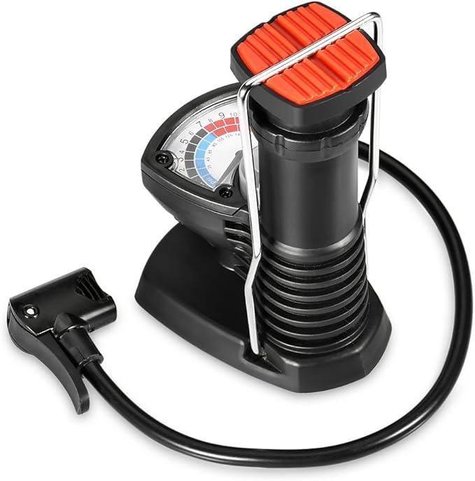 Bike Foot Pump With Gauge, Universal Presta & Schrader Valve