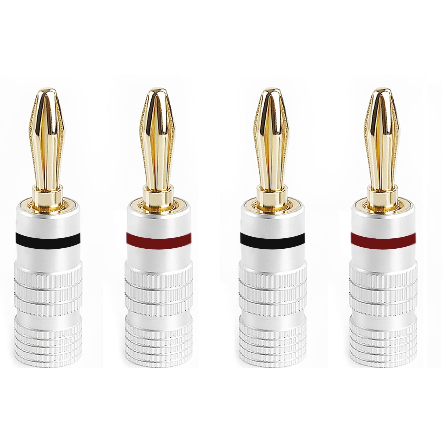 CHUNGHOP 4PCS Banana Cable Plugs, Audio Jack Connector, Dual Screw Lock, Speaker Cable Connector for Amplifier, HiFi, Receiver