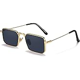 Fayoh Naomi Rectangular Sunglasses Classic Retro Metal Frame Small Size UV400 UV Protection For Men And Women