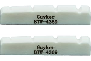 Guyker Bass Guitar Bone Nut - 4 String Flat Bottom Pre-Slotted Bone Nuts Replacement Parts Accessories for PB JB Precision Bass Jazz Bass Set of 2, 43x6x9mm BTW-4369
