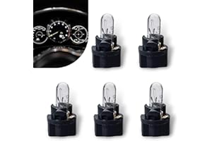 DACIRTY Pack-5 T5 Automotive Dashboard Light Bulb, 0.83 Inch x 0.43 Inch 12 V 1.2 W Sealed Waterproof Halogen Small Bulb, Bulb Replacement Parts, Universal for Most Cars Motorcycles (Clear #DB401)