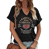 Vintage Rock Band T Shirt for Women Fashion Musical Tees Casual Sexy Notched V-Neck T Shirts Country Music Short Sleeve Tees…