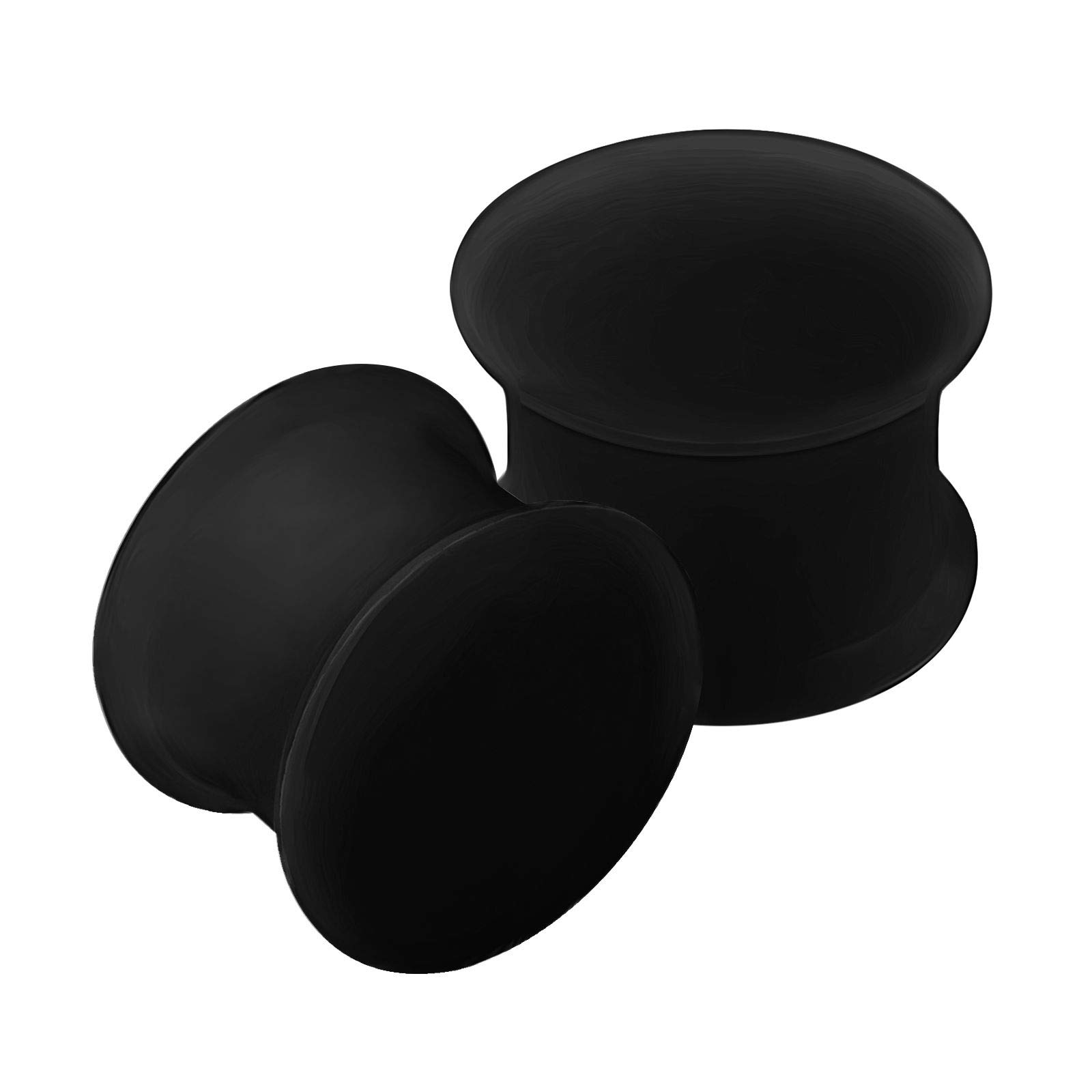 KJM FASHION 2PCS Silicone Black 1/2 inch 12mm Double Flared Saddle Earring Earring Stretcher Ear Gauges Lobe Piercing Jewellery 2669