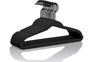 MIZGI Kids Velvet Hangers 50 Pack - 14 Inch Black, Non-Slip Space Saving for Petite, Children's Clothes (Dresses, Pants, Skirts)