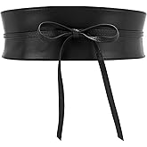 WHIPPY Women Obi Waist Belt Faux Leather Wide Wrap Around Bowknot Belt Ladies Waistband Belts for Dress