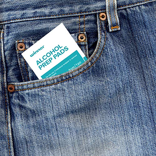 Winner Sterile Alcohol Prep Pads,Medium 4-Ply - 200 Alcohol Wipes (2.36"x2.36")