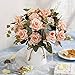 YILIYAJIA Artificial Flowers in Vase,Table Centerpieces Decor,Silk Rose Flower Arrangements Fake Faux Flowers Bouquets with Vase Ceramics for Dinning Room Living Room Kitchen (Pink)