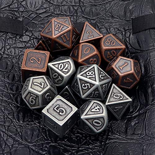 Haxtec Viking Metal DND Dice Set D&D 7PCS of D20 D12 D10 D8 D6 D4 for