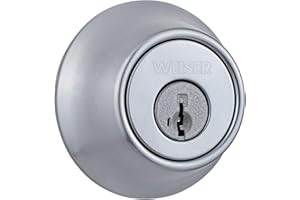 Weiser Elements Satin Chrome Round Deadbolt Lock, ANSI/BHMA Grade 3 Certified Front Door Lock, Kick Proof, Bump Proof & Anti-