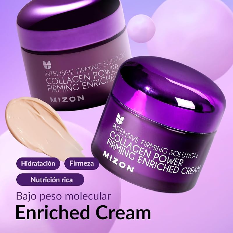 [Mizon] Crema Enriquecida con Colágeno Marino (50ml) Skincare coreano, 54% de colágeno marino, cuidado intensivo antienvejecimiento y líneas finas (Collagen Power Firming Enriched Cream)