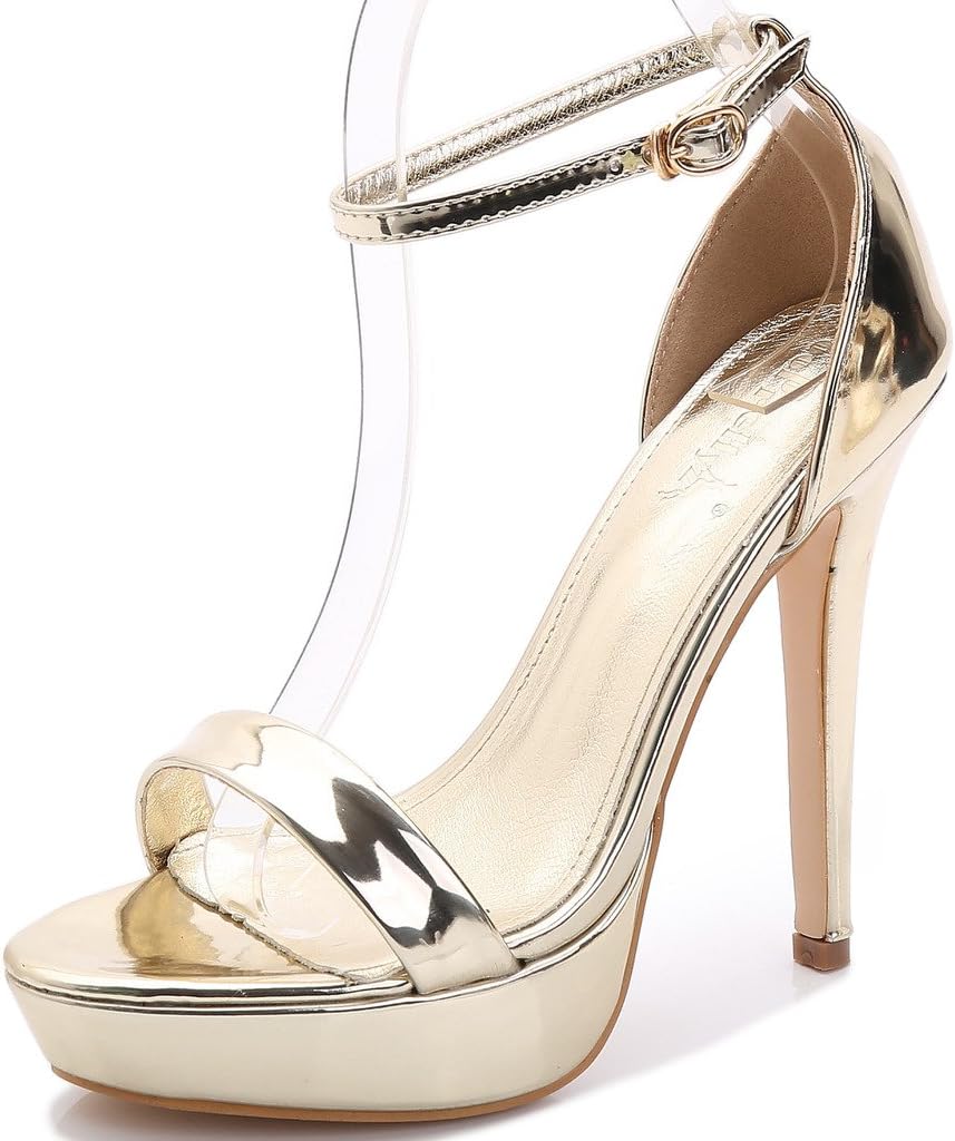 YooPrettyz Women Elegant Ankle Strap Platform Pumps Classic Dress Sandals Model Shoes